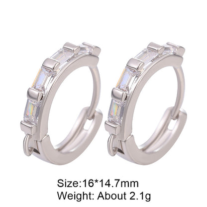 1 Pair Retro Classic Style Round Plating Inlay Copper Zircon 18k Gold Plated White Gold Plated Hoop Earrings