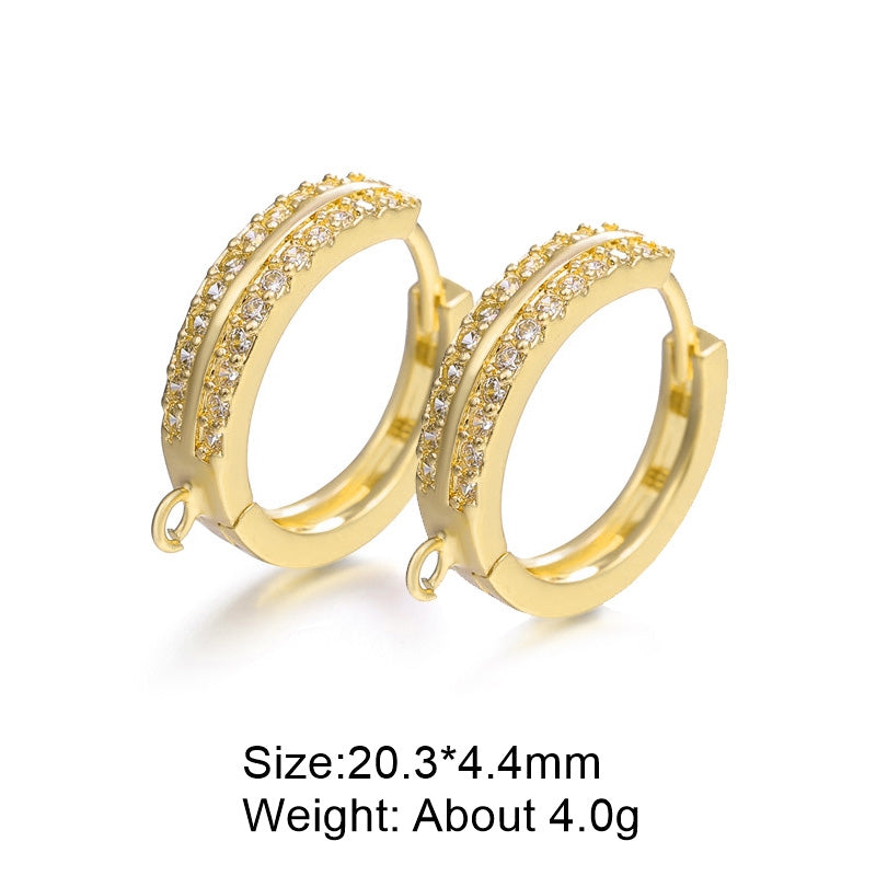 1 Pair Retro Classic Style Round Plating Inlay Copper Zircon 18k Gold Plated White Gold Plated Hoop Earrings