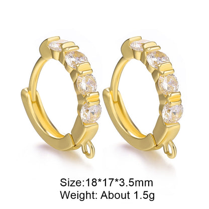 1 Pair Retro Classic Style Round Plating Inlay Copper Zircon 18k Gold Plated White Gold Plated Hoop Earrings