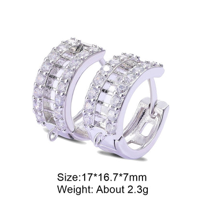 1 Pair Retro Classic Style Round Plating Inlay Copper Zircon 18k Gold Plated White Gold Plated Hoop Earrings