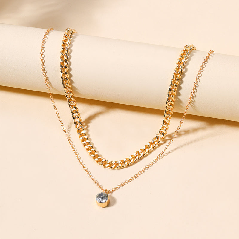 Vintage Style Simple Style Classic Style Solid Color Alloy Women's Double Layer Necklaces