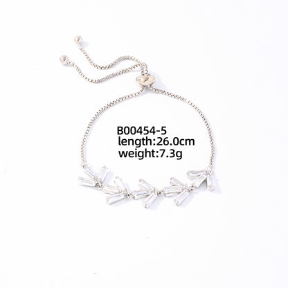 Simple Style Shiny Round Heart Shape Eye Copper Plating Inlay Zircon White Gold Plated Bracelets