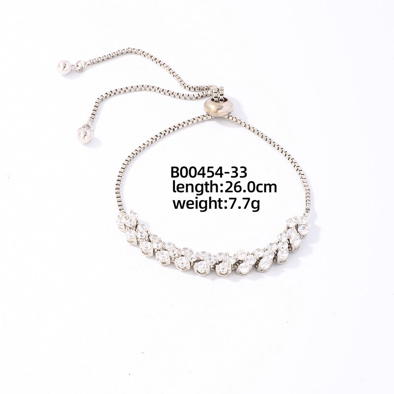 Simple Style Shiny Round Heart Shape Eye Copper Plating Inlay Zircon White Gold Plated Bracelets