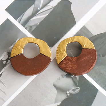 Retro Simple Style Geometric Alloy Wood Women's Earrings Necklace