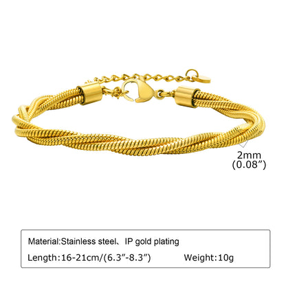 Modern Style Classic Style Commute Solid Color Stainless Steel Plating 18k Gold Plated Bracelets Necklace