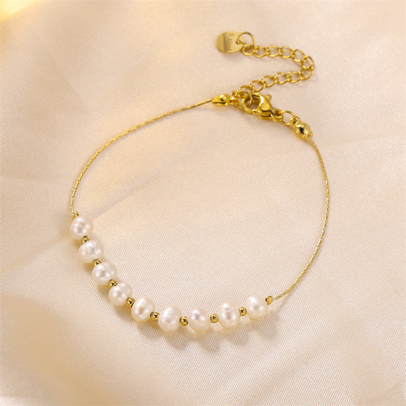 Sweet Round Stainless Steel Imitation Pearl Bracelets