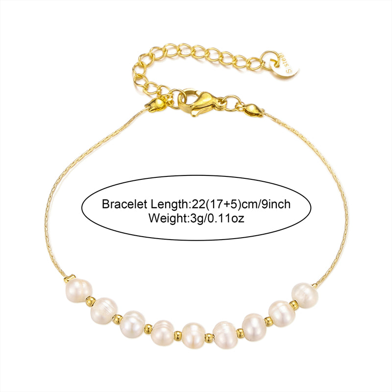 Sweet Round Stainless Steel Imitation Pearl Bracelets