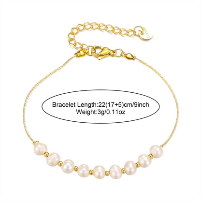 Sweet Round Stainless Steel Imitation Pearl Bracelets