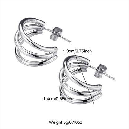 1 Pair Simple Style Classic Style C Shape Hollow Out Stainless Steel Ear Studs