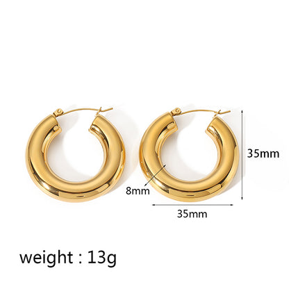 1 Pair Simple Style C Shape Solid Color Polishing Plating Chunky Stainless Steel 18k Gold Plated Ear Studs