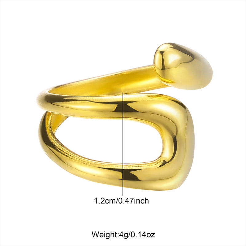 Retro Classic Style Solid Color Snake Stainless Steel Open Rings