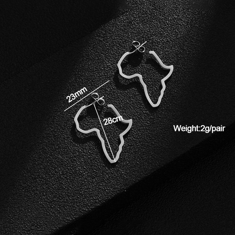 1 Pair Streetwear Map Stainless Steel Earrings