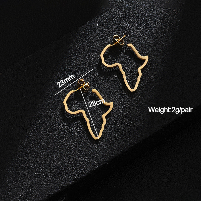 1 Pair Streetwear Map Stainless Steel Earrings