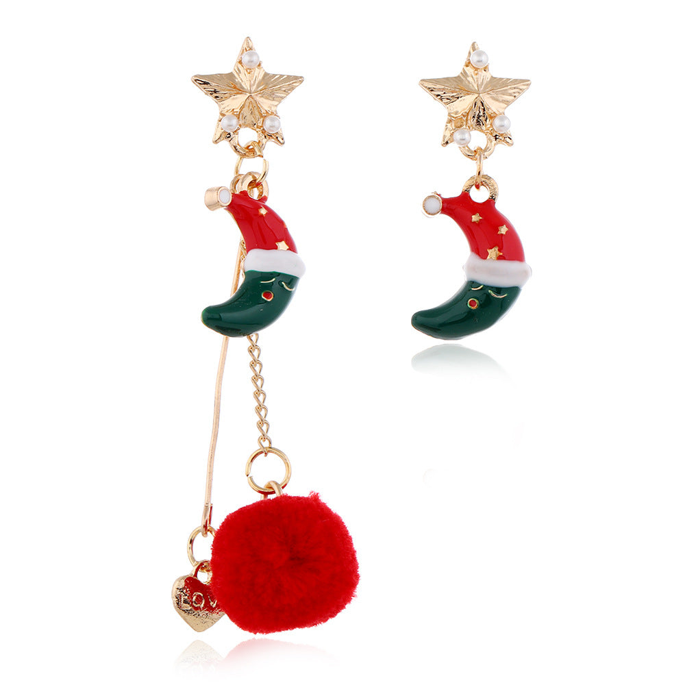 1 Pair Retro Modern Style Streetwear Christmas Hat Christmas Tree Santa Claus Enamel Alloy Drop Earrings