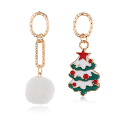 1 Pair Retro Modern Style Streetwear Christmas Hat Christmas Tree Santa Claus Enamel Alloy Drop Earrings