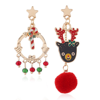 1 Pair Retro Modern Style Streetwear Christmas Hat Christmas Tree Santa Claus Enamel Alloy Drop Earrings