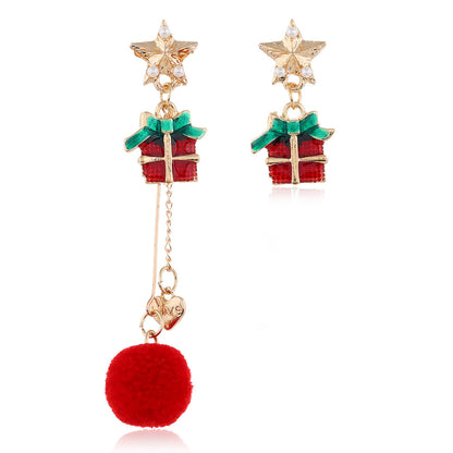 1 Pair Retro Modern Style Streetwear Christmas Hat Christmas Tree Santa Claus Enamel Alloy Drop Earrings