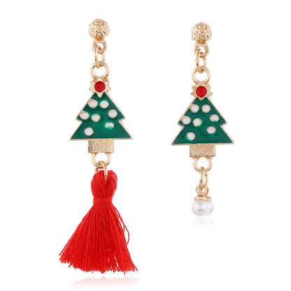 1 Pair Retro Modern Style Streetwear Christmas Hat Christmas Tree Santa Claus Enamel Alloy Drop Earrings