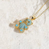 Cute Classic Style Streetwear Bear Copper Plating Inlay Zircon 14k Gold Plated Pendant Necklace