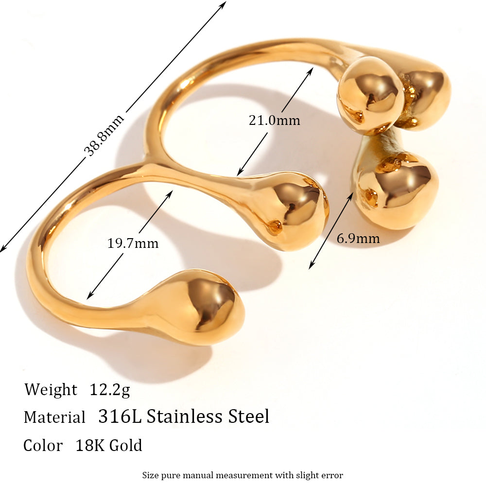 Basic Classic Style Solid Color Stainless Steel Plating 18k Gold Plated Open Rings