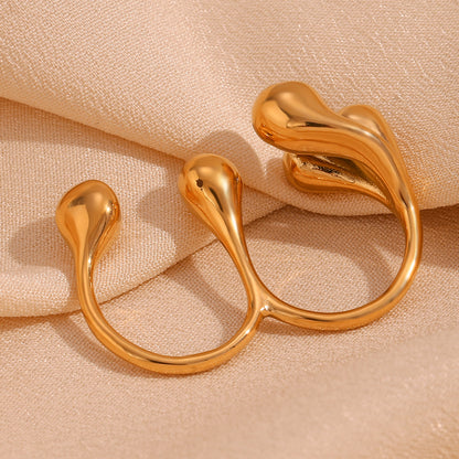 Basic Classic Style Solid Color Stainless Steel Plating 18k Gold Plated Open Rings