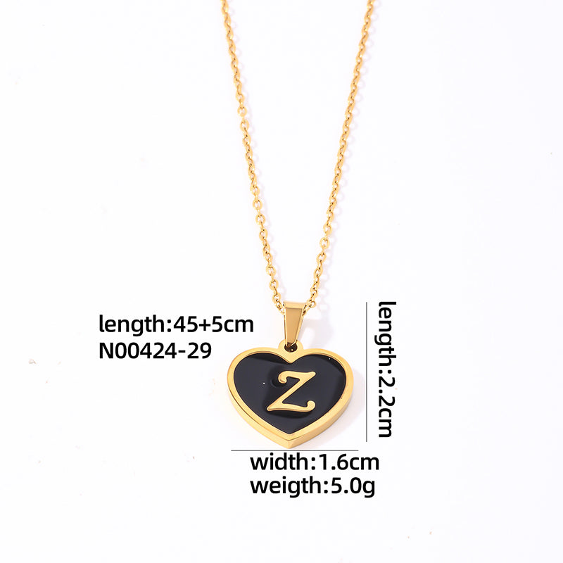 Simple Style Letter Heart Shape Stainless Steel Gold Plated Shell Pendant Necklace In Bulk