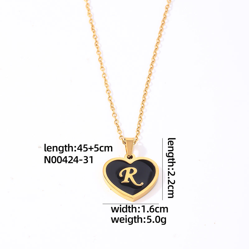 Simple Style Letter Heart Shape Stainless Steel Gold Plated Shell Pendant Necklace In Bulk