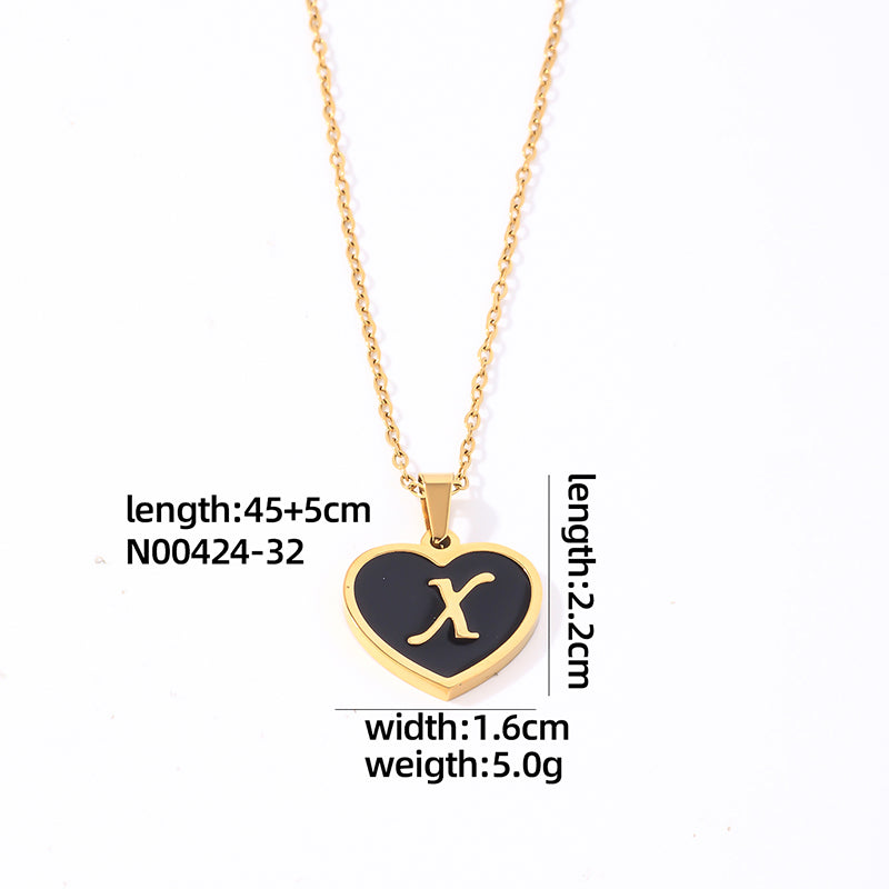 Simple Style Letter Heart Shape Stainless Steel Gold Plated Shell Pendant Necklace In Bulk