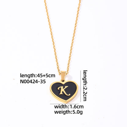 Simple Style Letter Heart Shape Stainless Steel Gold Plated Shell Pendant Necklace In Bulk