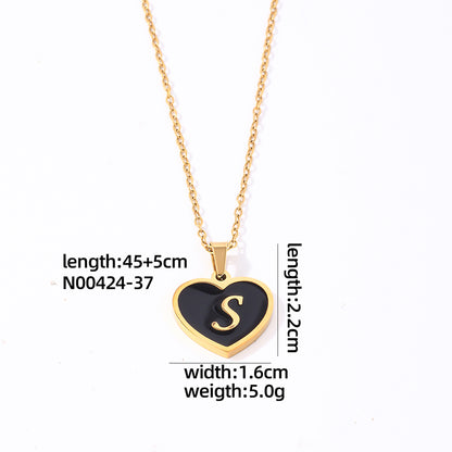 Simple Style Letter Heart Shape Stainless Steel Gold Plated Shell Pendant Necklace In Bulk