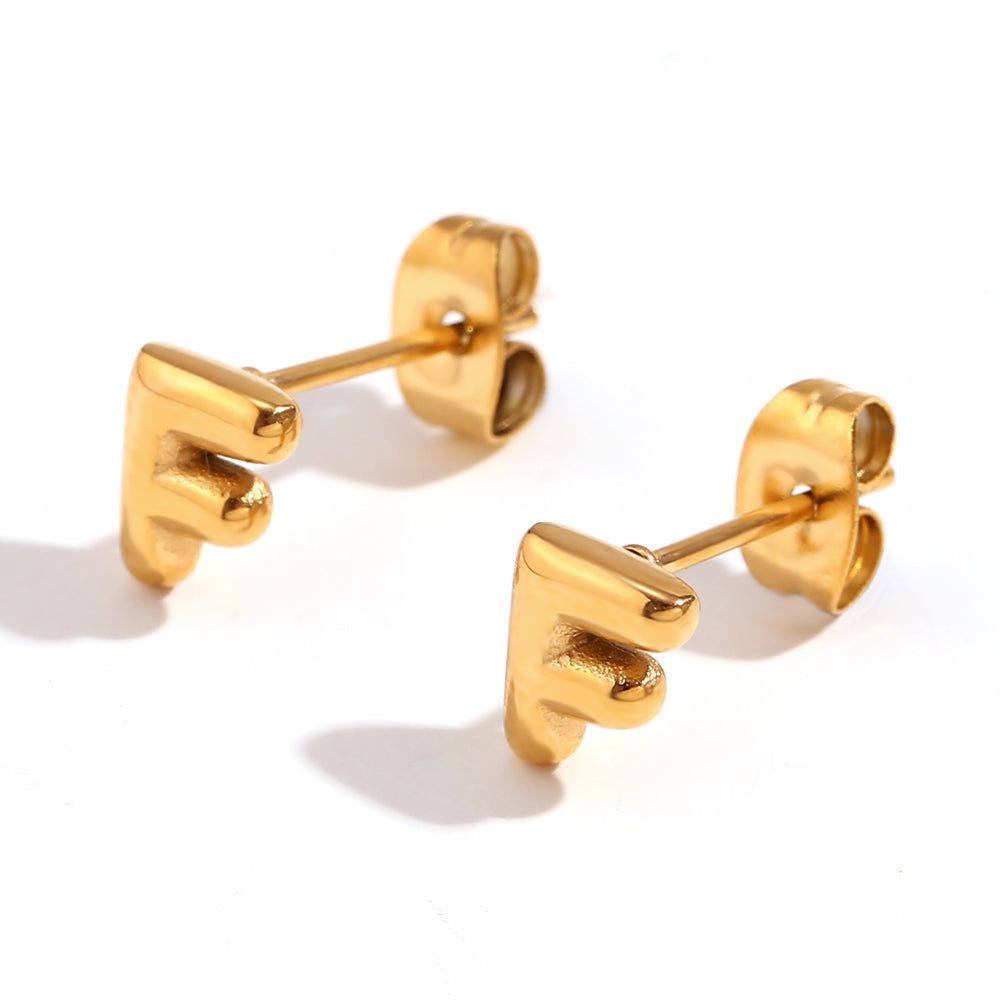 1 Pair Basic Classic Style Letter Plating Stainless Steel 18k Gold Plated Ear Studs