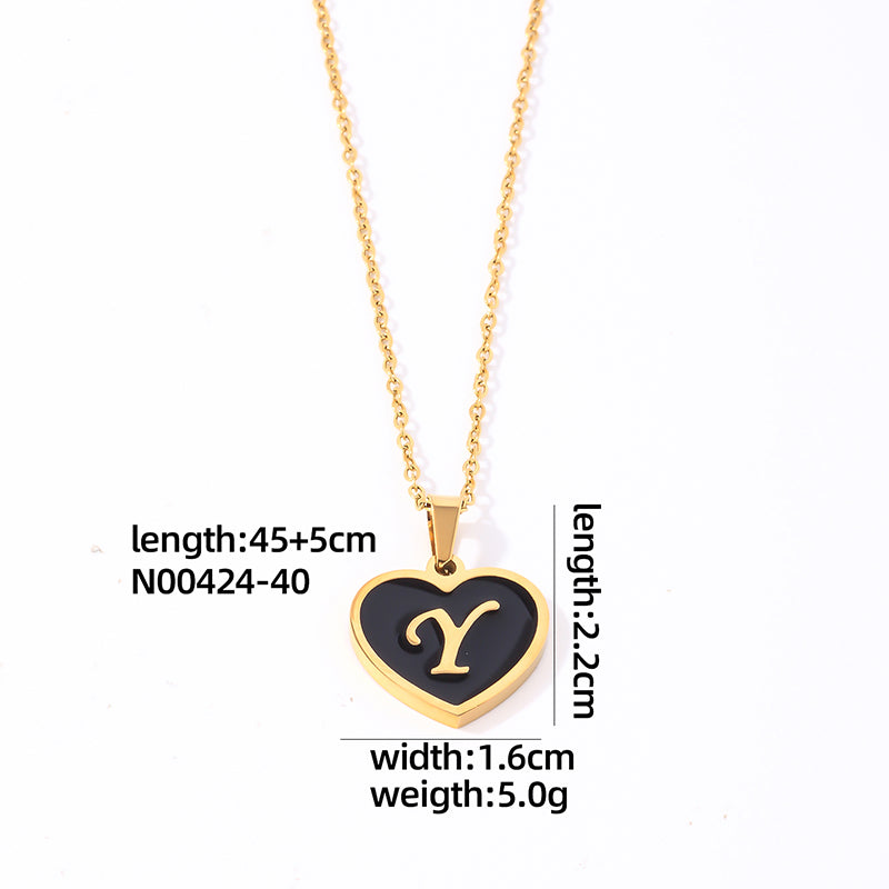 Simple Style Letter Heart Shape Stainless Steel Gold Plated Shell Pendant Necklace In Bulk