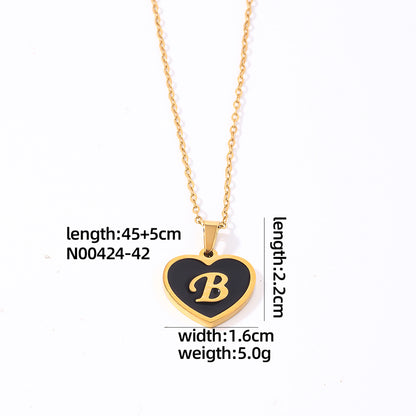 Simple Style Letter Heart Shape Stainless Steel Gold Plated Shell Pendant Necklace In Bulk