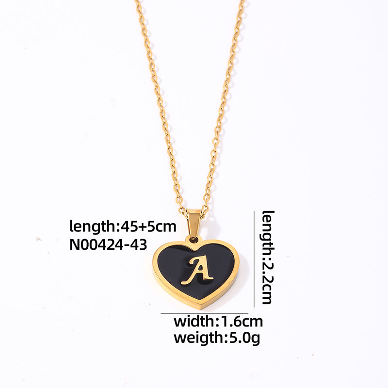 Simple Style Letter Heart Shape Stainless Steel Gold Plated Shell Pendant Necklace In Bulk