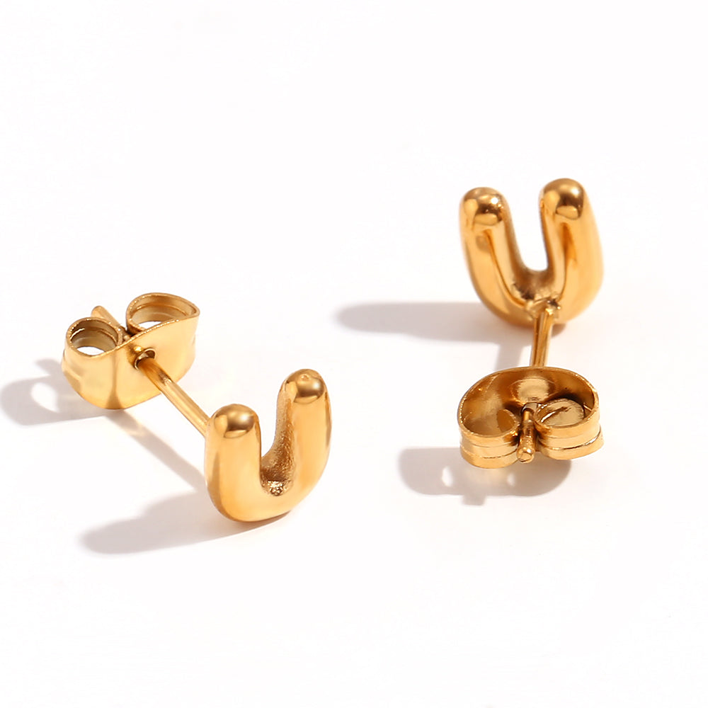 1 Pair Basic Classic Style Letter Plating Stainless Steel 18k Gold Plated Ear Studs