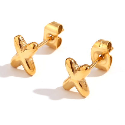 1 Pair Basic Classic Style Letter Plating Stainless Steel 18k Gold Plated Ear Studs