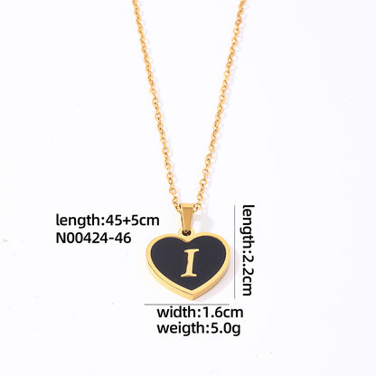 Simple Style Letter Heart Shape Stainless Steel Gold Plated Shell Pendant Necklace In Bulk