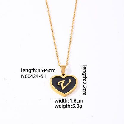 Simple Style Letter Heart Shape Stainless Steel Gold Plated Shell Pendant Necklace In Bulk