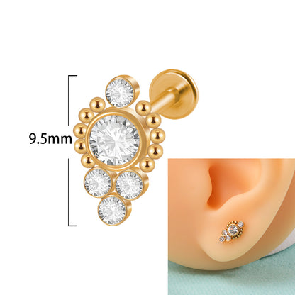 Casual Elegant Simple Style Geometric Stainless Steel Plating Inlay Zircon Lip Stud