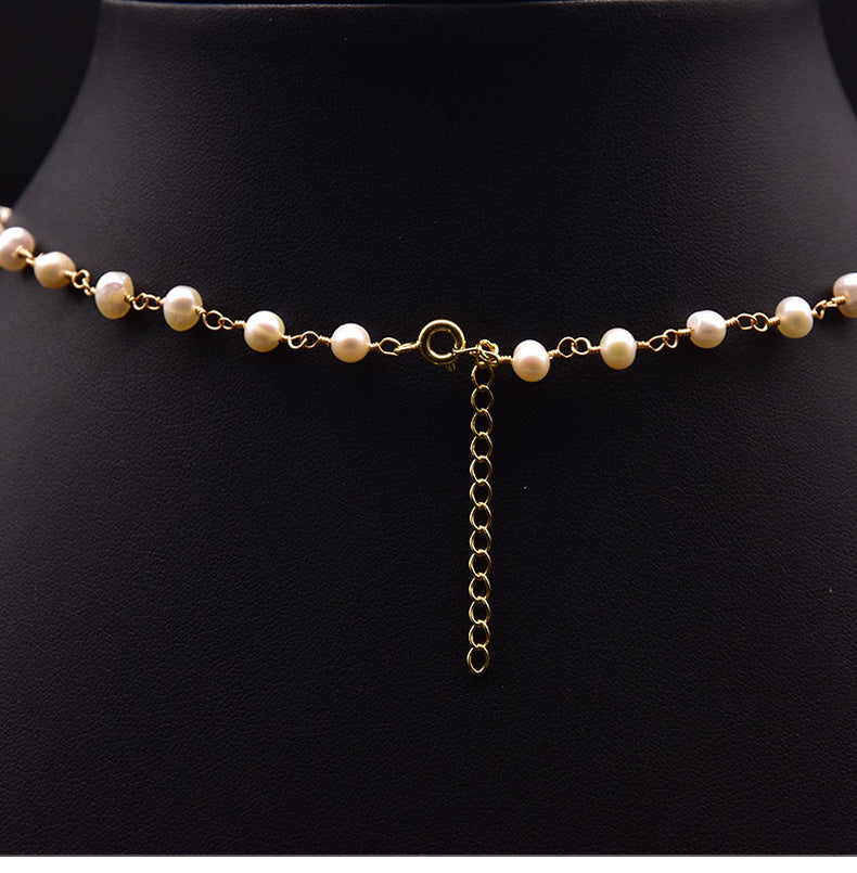 Retro Bow Knot Freshwater Pearl Copper Plating Gold Plated Necklace