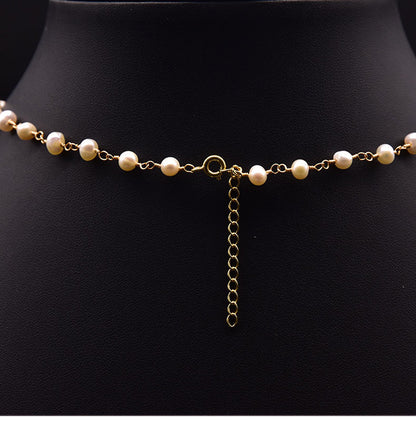 Retro Bow Knot Freshwater Pearl Copper Plating Gold Plated Necklace