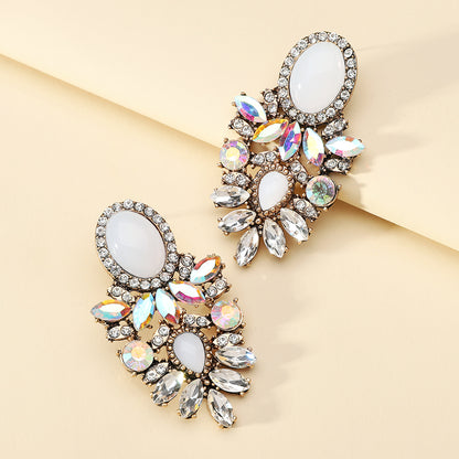 1 Pair Retro Geometric Rhinestone Plating Women's Drop Earrings