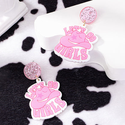 1 Pair Princess Cowboy Style Letter Plating Arylic Drop Earrings