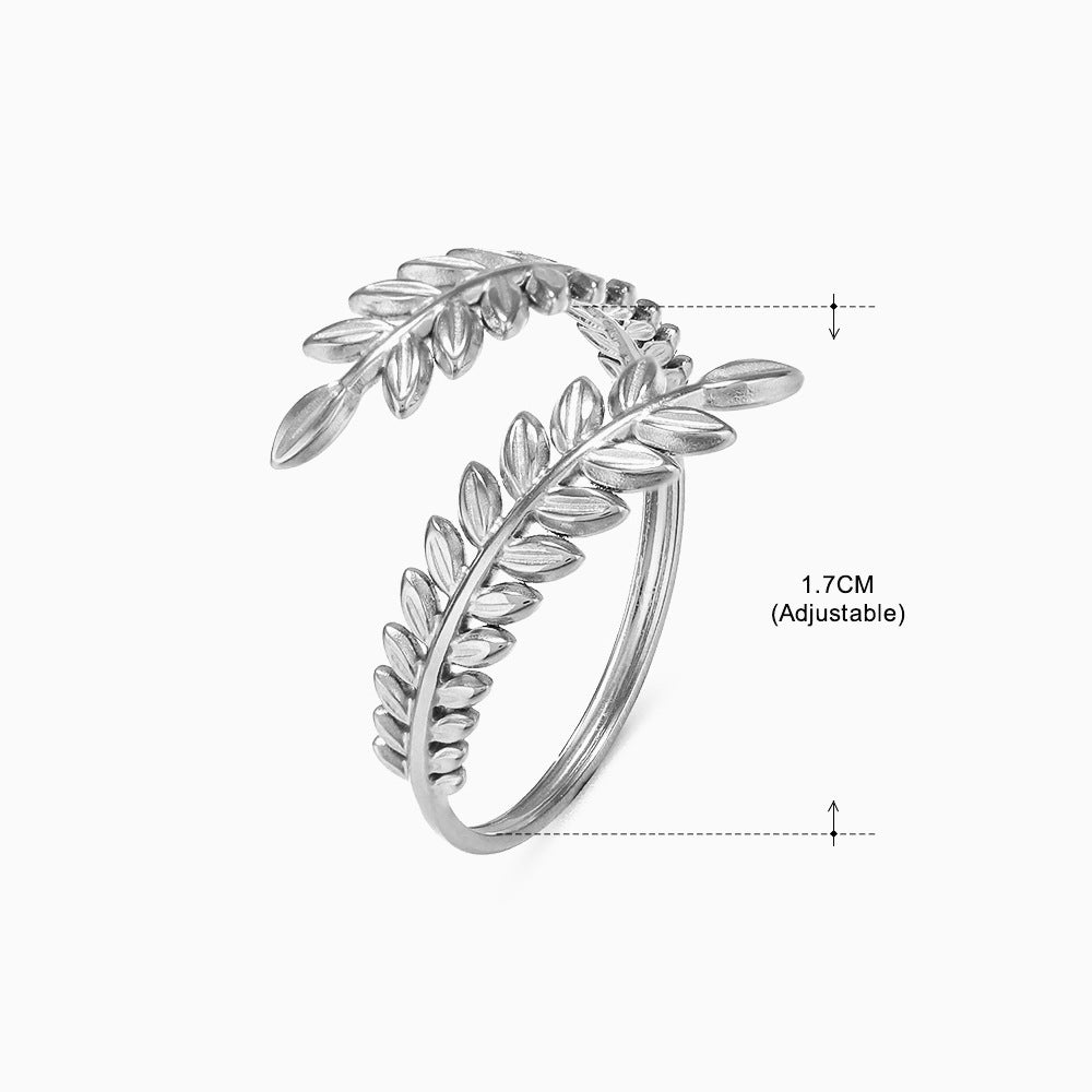 Basic Classic Style Geometric Leaf Stainless Steel Plating Open Rings