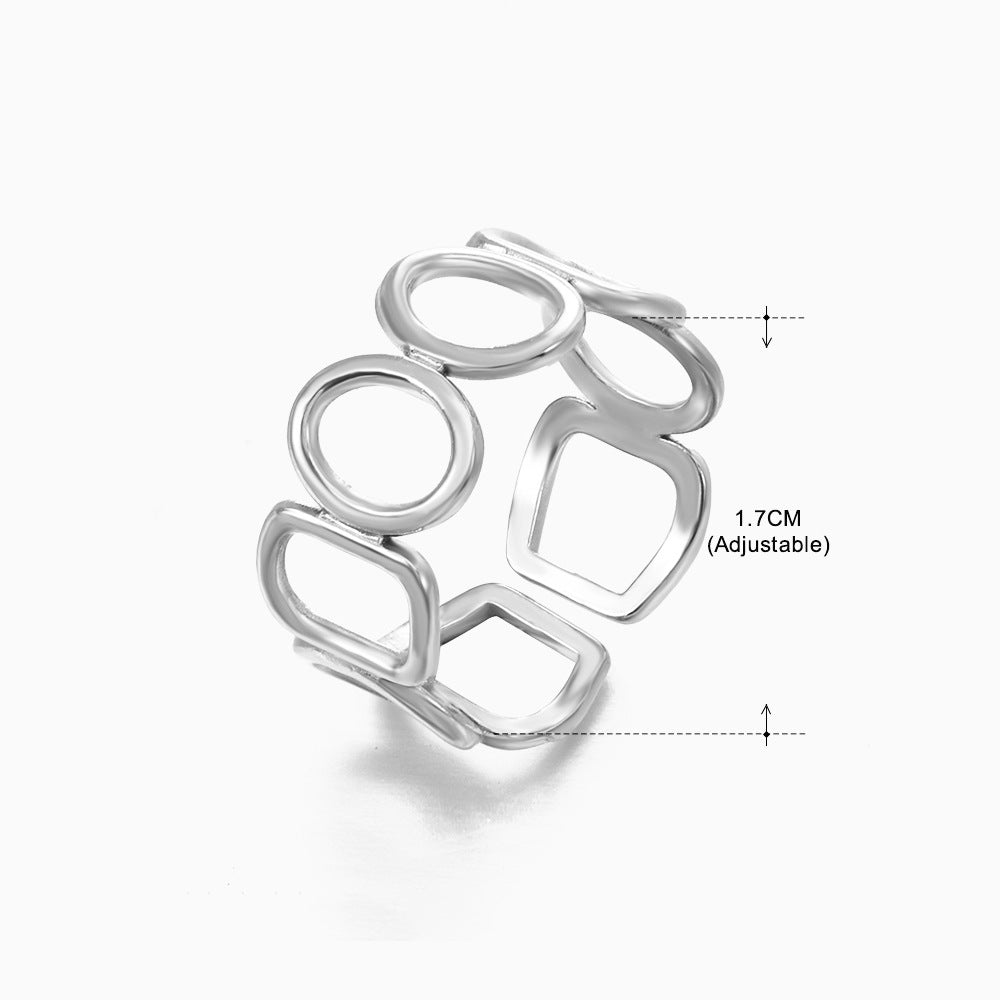 Streetwear Geometric Stainless Steel Plating Open Rings