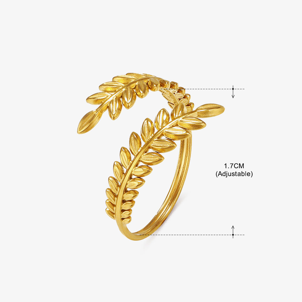 Basic Classic Style Geometric Leaf Stainless Steel Plating Open Rings