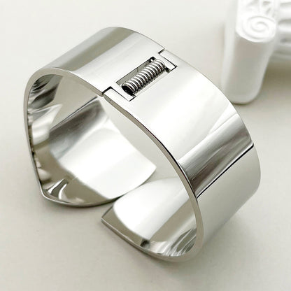 Simple Style Solid Color Stainless Steel Asymmetrical Bangle