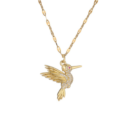 Ig Style Simple Style Woodpecker Bird Stainless Steel Copper Gold Plated Zircon Pendant Necklace In Bulk