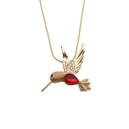 Ig Style Simple Style Woodpecker Bird Stainless Steel Copper Gold Plated Zircon Pendant Necklace In Bulk