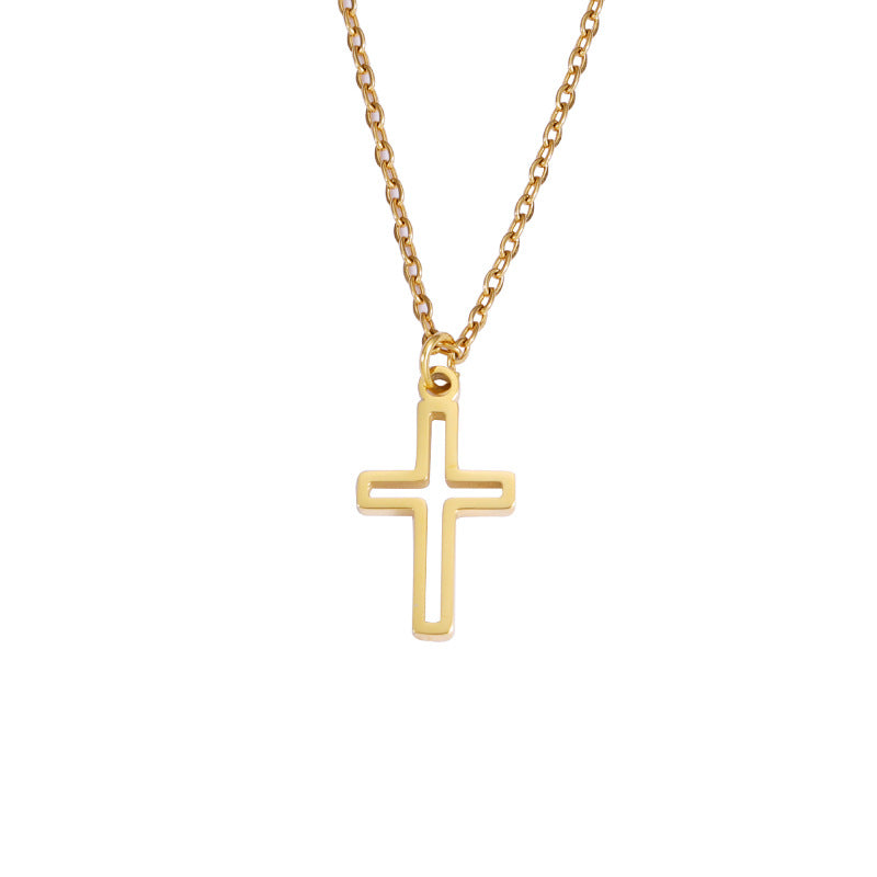 Elegant Classic Style Cross Stainless Steel Plating Gold Plated Silver Plated Pendant Necklace